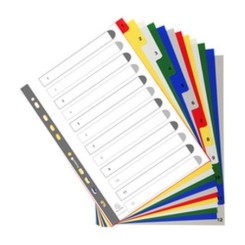Intercalaires 12 touches PP numérique 1-12 couleur