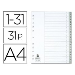 Intercalaires PP Q CONNECT 31 touches numériques Polypro gris A4