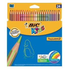 Crayons de couleur BIC TROPICOLOR boîte de 24
