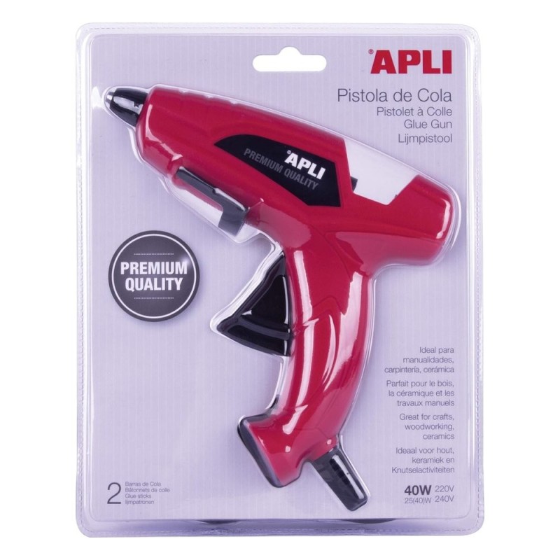 Apli 013942 - Pistolet à colle 40W qualité Premium avec 2 bâtons de colle