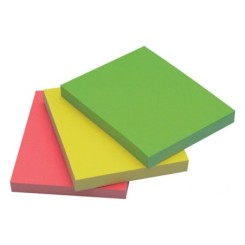 Bloc-notes Q-Connect couleurs néon 38x51mm 50f repositionnables coloris assortis 3 blocs
