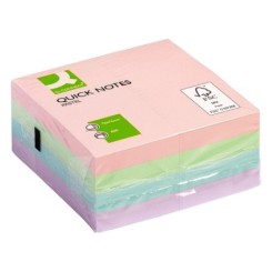 Bloc-notes Q-Connect cube quick notes 76x76mm 400f repositionnables sans traces coloris pastel