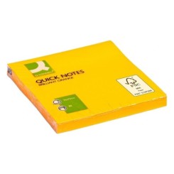 Bloc-notes Q-Connect quick notes couleurs néon 76x76mm 80f repositionnables coloris Orange vif