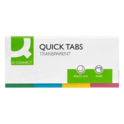 Marque-pages Q-Connect 25x45mm 160f repositionnable 4 coloris transparents pack 4x40