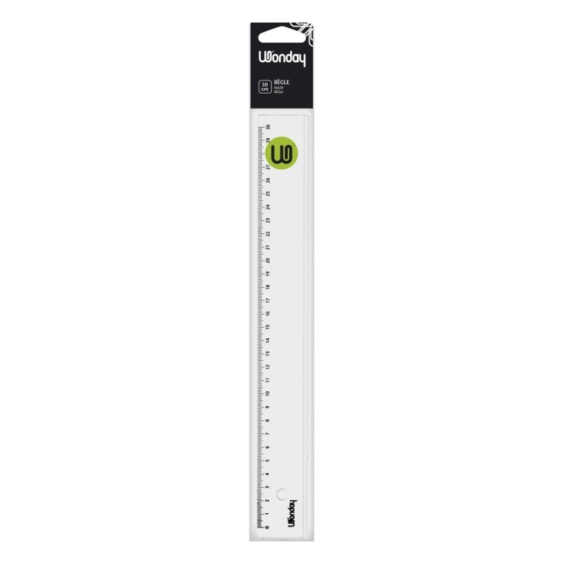 Règle plate 30 cm plastique 1 biseau gradué Wonday